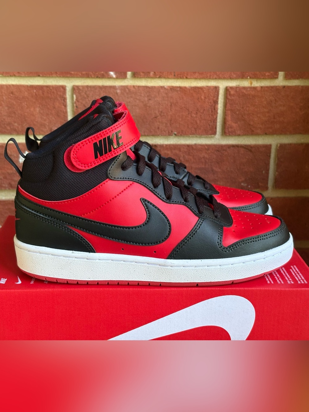 New Nike Court Borough Mid 2 Red Black Youth Sizes Sneakers Retro Athletic Shoes